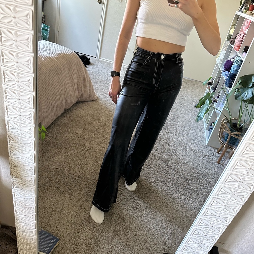 NWT Bershka Highwaisted Leather Pants. Size XS